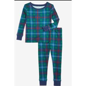 Brand New Holiday Lane Blue Green Plaid Pajama Set Sleepwear 2 Piece 4T Toddler